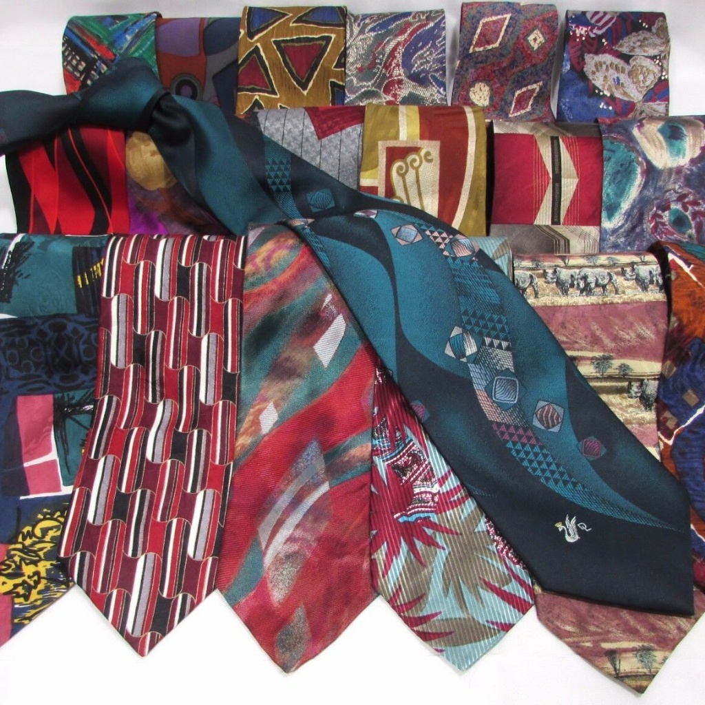 New Group Of 6 Men's Name Brand Silk Short Ties